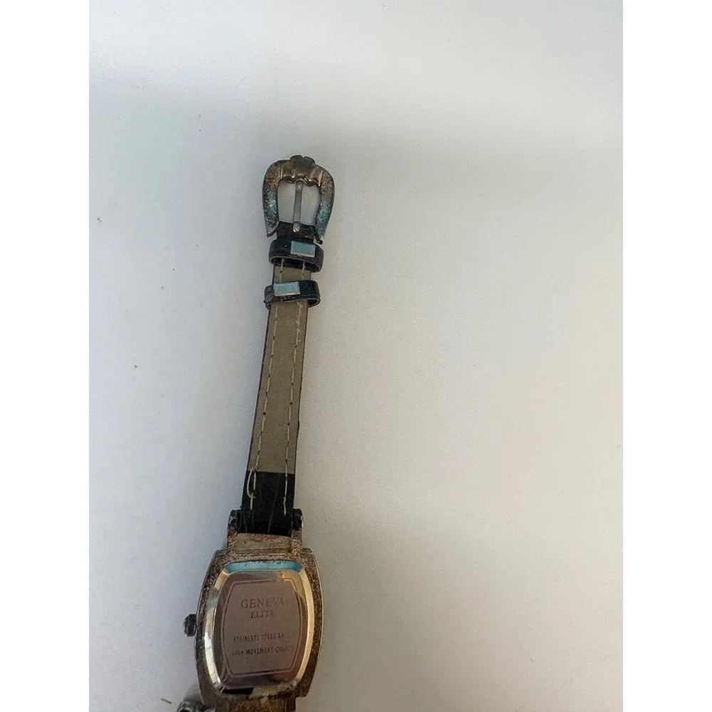 Geneva Elite Vintage Style Brown Leather Ornate‎ Silver Tone Heart Charm Watch